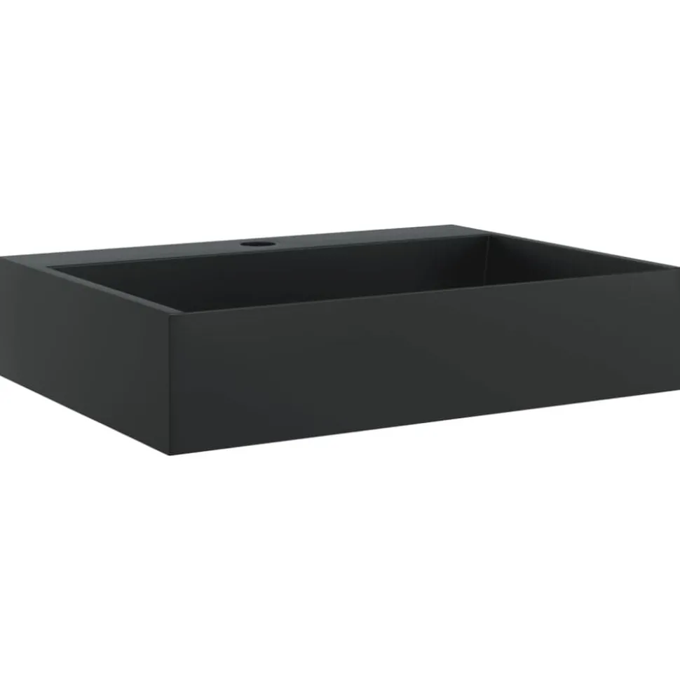 vidaXL Wastafel 50x38x11 cm gegoten mineraal/marmer matzwart