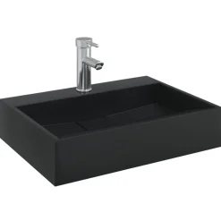 vidaXL Wastafel 50x38x11 cm gegoten mineraal/marmer matzwart