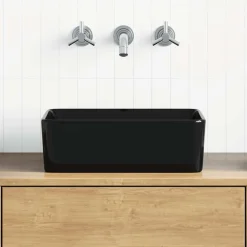 vidaXL Wastafel 40x30x13 cm keramiek zwart