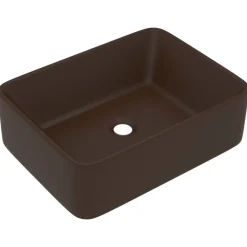 vidaXL Wastafel 41x30x12 cm keramiek mat donkerbruin