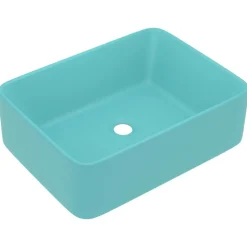 vidaXL Wastafel 41x30x12 cm keramiek mat lichtgroen