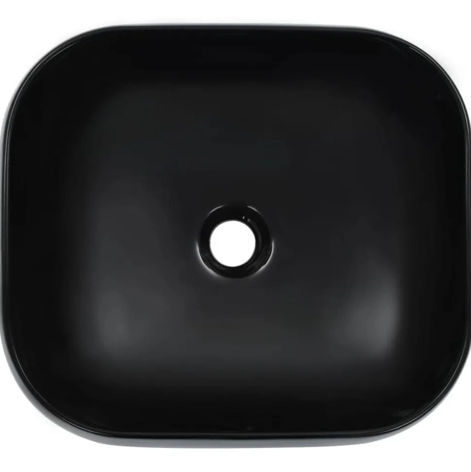 vidaXL Wastafel 44,5x39,5x14,5 cm keramiek zwart