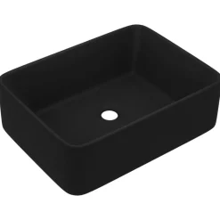 vidaXL Wastafel 41x30x12 cm keramiek matzwart