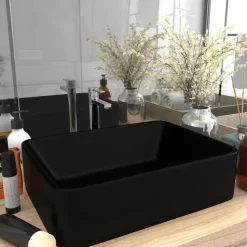vidaXL Wastafel 41x30x12 cm keramiek matzwart
