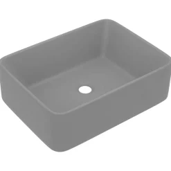 vidaXL Wastafel 41x30x12 cm keramiek mat lichtgrijs