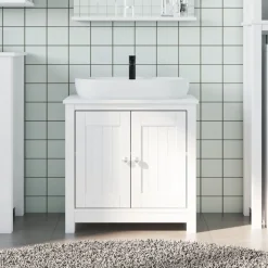 vidaXL Wastafelkast BERG 60x34x59 cm massief grenenhout wit