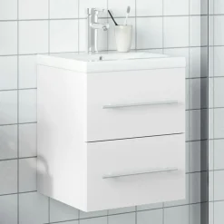 vidaXL Wastafelkast met ingebouwde wasbak wit