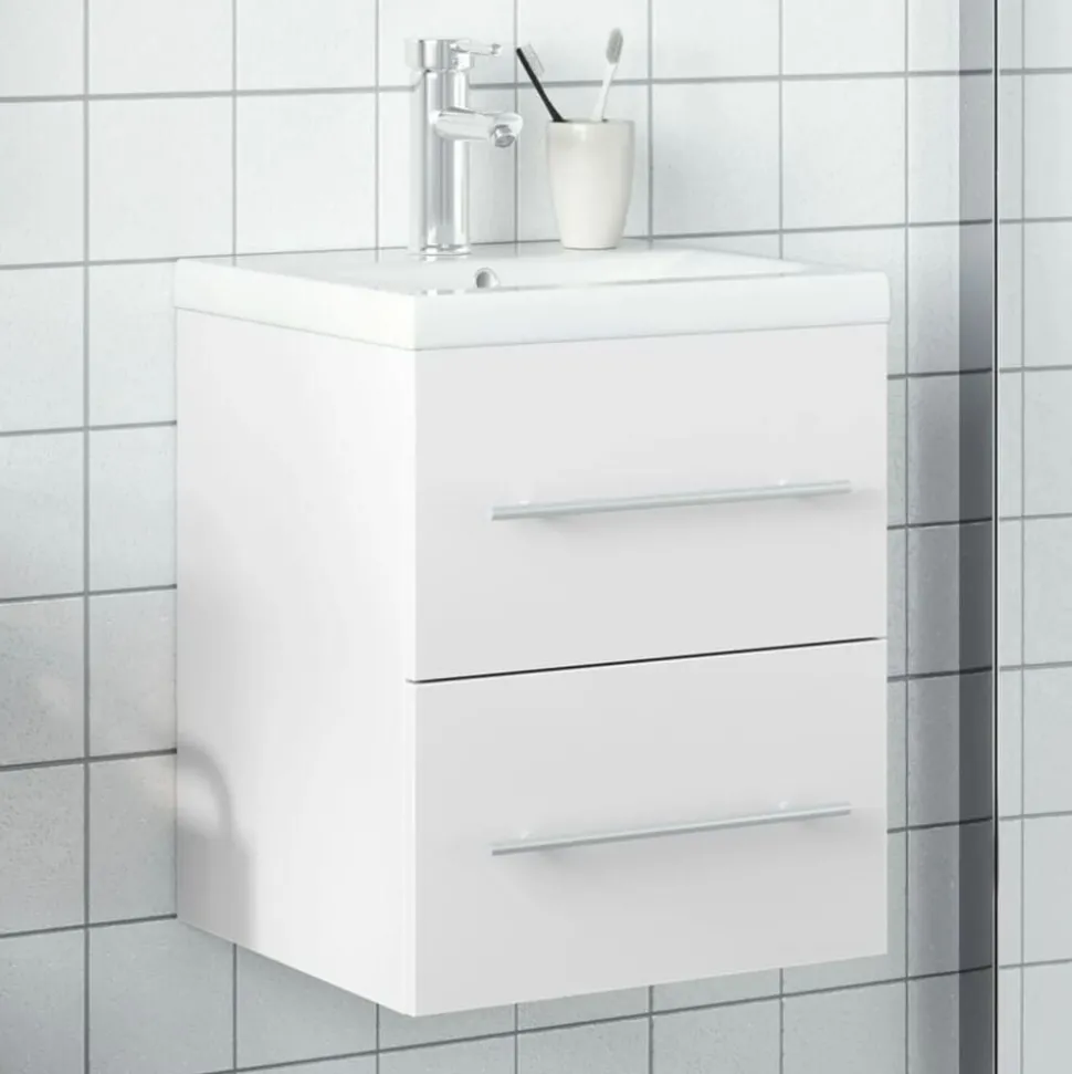 vidaXL Wastafelkast met ingebouwde wasbak wit