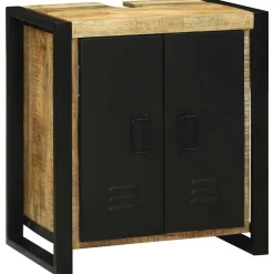 vidaXL Wastafelkast met plank Bruin 55 x 35 x 60 cm Massief Mango Hout