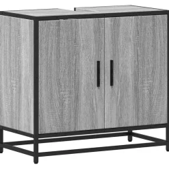 vidaXL Wastafelkast 65x33x60 cm bewerkt hout grijs sonoma eikenkleurig