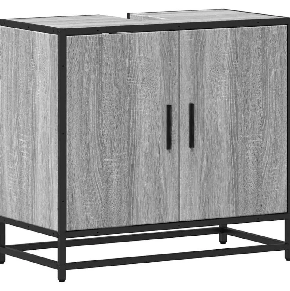 vidaXL Wastafelkast 65x33x60 cm bewerkt hout grijs sonoma eikenkleurig