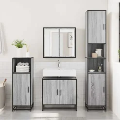 vidaXL Wastafelkast 65x33x60 cm bewerkt hout grijs sonoma eikenkleurig