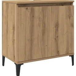vidaXL Wastafelkast 58x33x60 cm bewerkt hout artisanaal eikenkleur