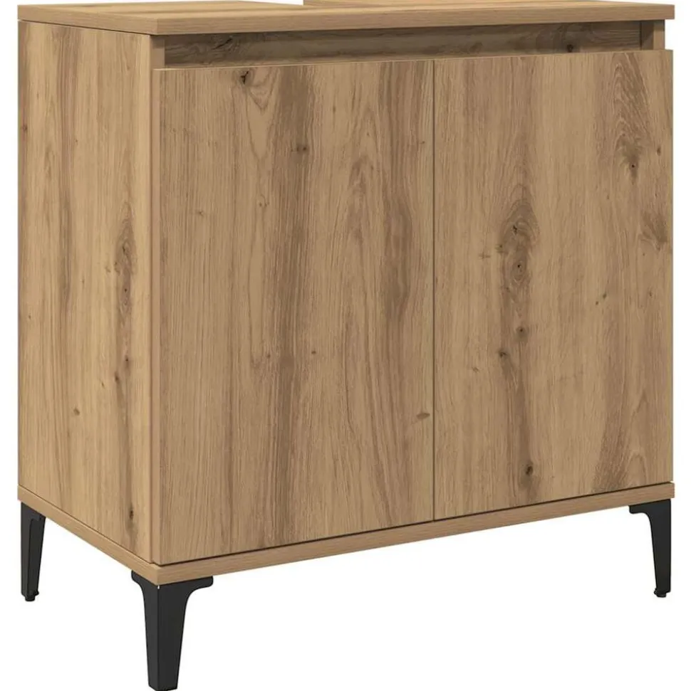 vidaXL Wastafelkast 58x33x60 cm bewerkt hout artisanaal eikenkleur