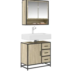 vidaXL Wastafelkast 65x33x60 cm bewerkt hout sonoma eikenkleurig