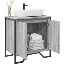 vidaXL Wastafelkast 60x35x60 cm bewerkt hout grijs sonoma eikenkleurig