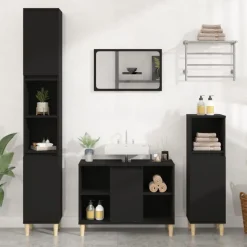 vidaXL Wastafelkast 80x33x60 cm bewerkt hout zwart