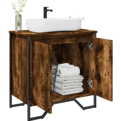 vidaXL Wastafelkast 60x35x60 cm bewerkt hout gerookt eikenkleurig