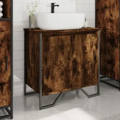 vidaXL Wastafelkast 60x35x60 cm bewerkt hout gerookt eikenkleurig