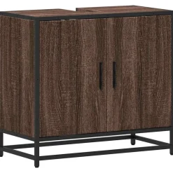 vidaXL Wastafelkast 65x33x60 cm bewerkt hout bruin eikenkleur