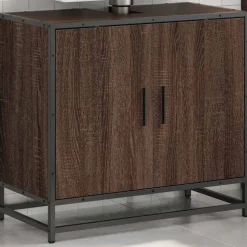 vidaXL Wastafelkast 65x33x60 cm bewerkt hout bruin eikenkleur