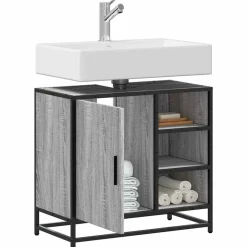 vidaXL Wastafelkast 65x33x60 cm bewerkt hout grijs sonoma eikenkleurig