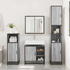 vidaXL Wastafelkast 65x33x60 cm bewerkt hout grijs sonoma eikenkleurig