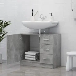 vidaXL Wastafelkast 63x30x54 cm bewerkt hout betongrijs