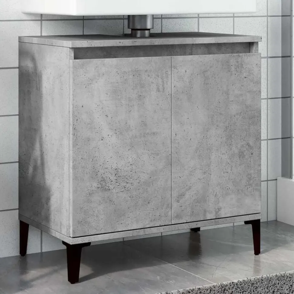 vidaXL Wastafelkast 58x33x60 cm bewerkt hout betongrijs