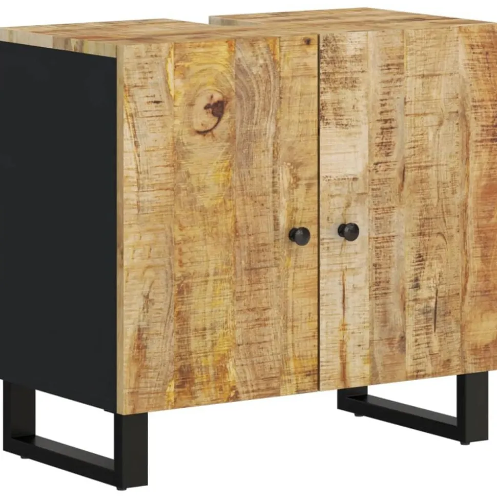 vidaXL Wastafelkast 62x33x58 cm massief mangohout en bewerkt hout