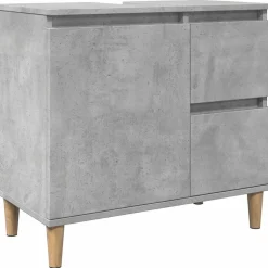 vidaXL wastafelkast 65x33x60 cm bewerkt hout betongrijs