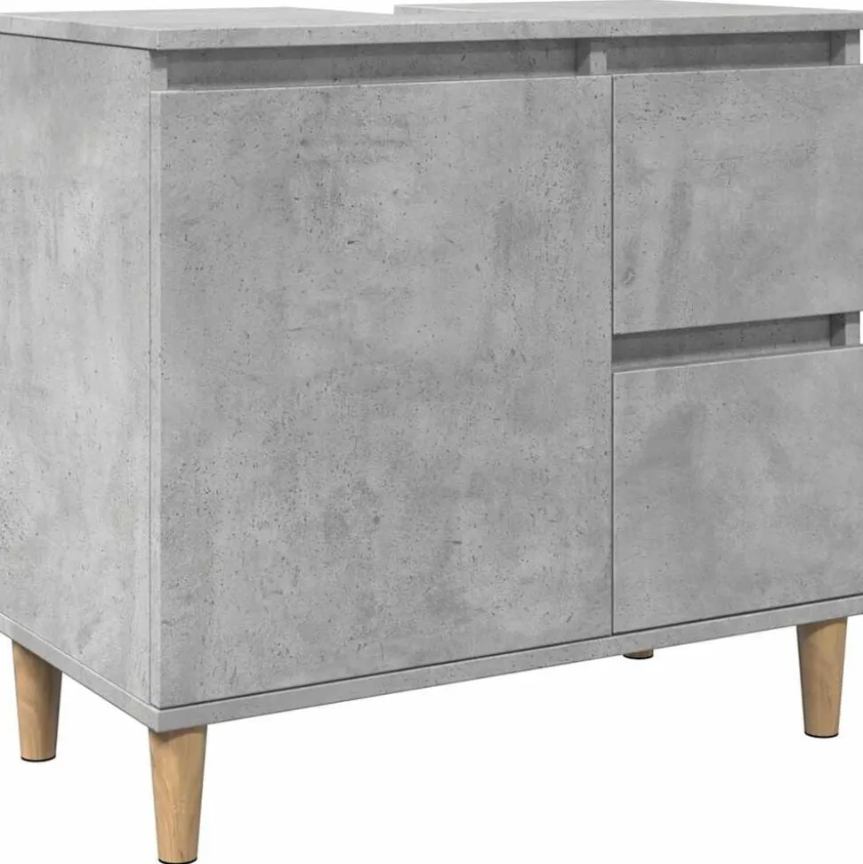 vidaXL wastafelkast 65x33x60 cm bewerkt hout betongrijs
