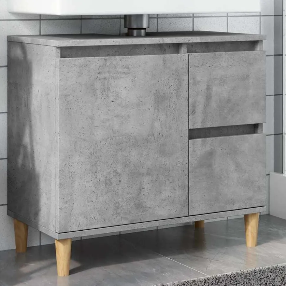 vidaXL wastafelkast 65x33x60 cm bewerkt hout betongrijs