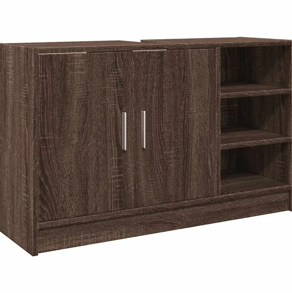 vidaXL Wastafelkast 90x29x55 cm bewerkt hout bruin eikenkleurig