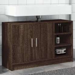 vidaXL Wastafelkast 90x29x55 cm bewerkt hout bruin eikenkleurig