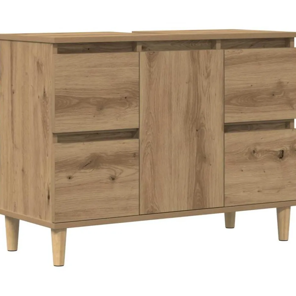 vidaXL Wastafelkast 80x33x60 cm bewerkt hout artisanaal eikenkleur