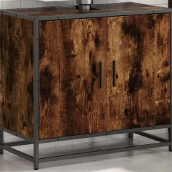 vidaXL Wastafelkast 65x33x60 cm bewerkt hout gerookt eikenkleurig