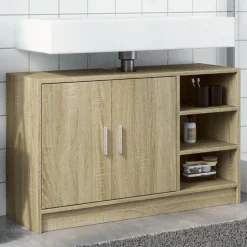 vidaXL Wastafelkast 90x29x55 cm bewerkt hout sonoma eikenkleurig
