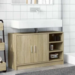 vidaXL Wastafelkast 90x29x55 cm bewerkt hout sonoma eikenkleurig