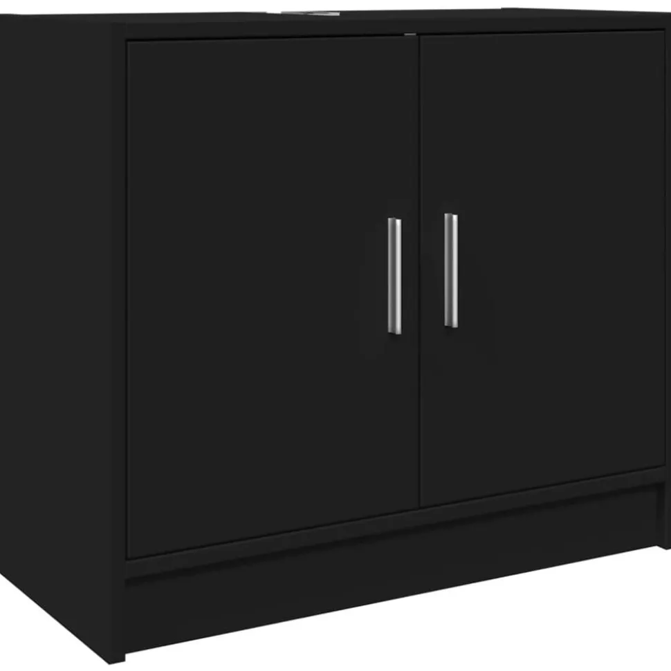 vidaXL Wastafelkast 63x29x55 cm bewerkt hout zwart