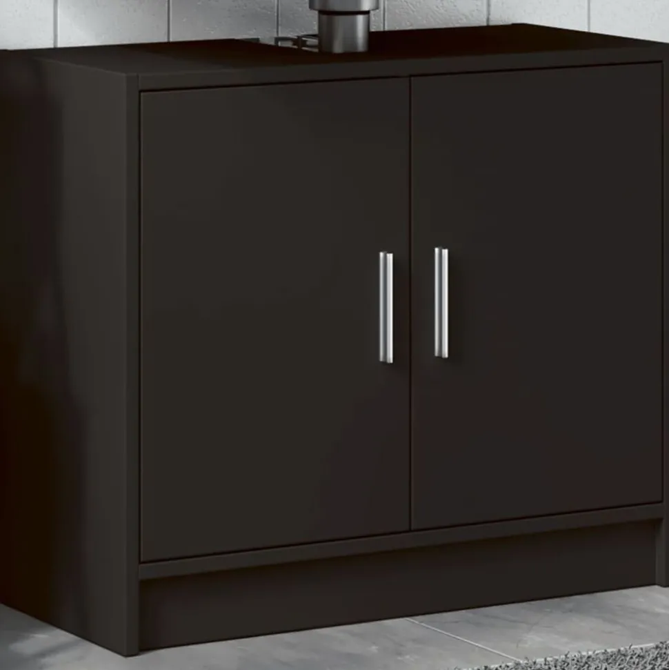 vidaXL Wastafelkast 63x29x55 cm bewerkt hout zwart