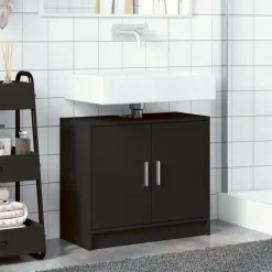 vidaXL Wastafelkast 63x29x55 cm bewerkt hout zwart