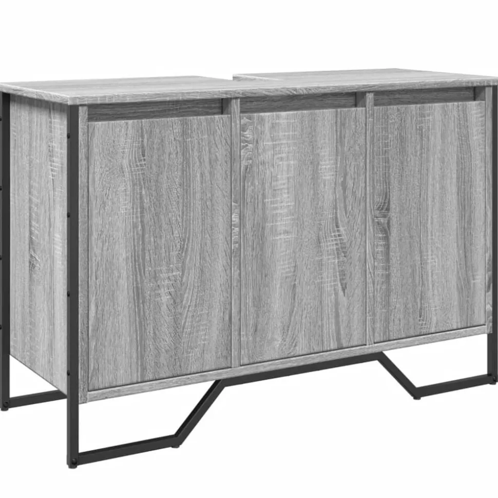 vidaXL Wastafelkast 91x35x60 cm bewerkt hout grijs sonoma eikenkleurig