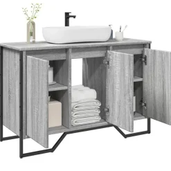 vidaXL Wastafelkast 91x35x60 cm bewerkt hout grijs sonoma eikenkleurig