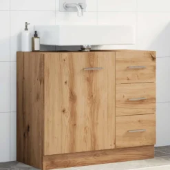 vidaXL Wastafelkast 63x30x54 cm bewerkt hout artisanaal eikenkleur