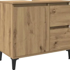 vidaXL Wastafelkast 65x33x60 cm bewerkt hout artisanaal eikenkleurig