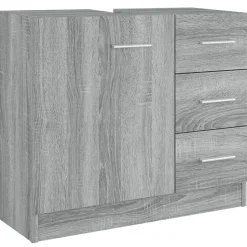 vidaXL Wastafelkast 63x30x54 cm bewerkt hout grijs sonoma eikenkleurig