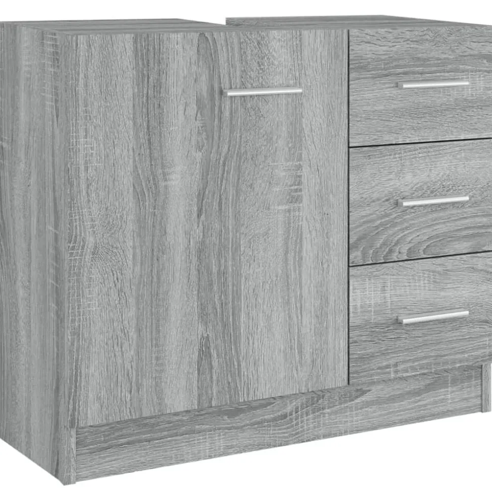 vidaXL Wastafelkast 63x30x54 cm bewerkt hout grijs sonoma eikenkleurig