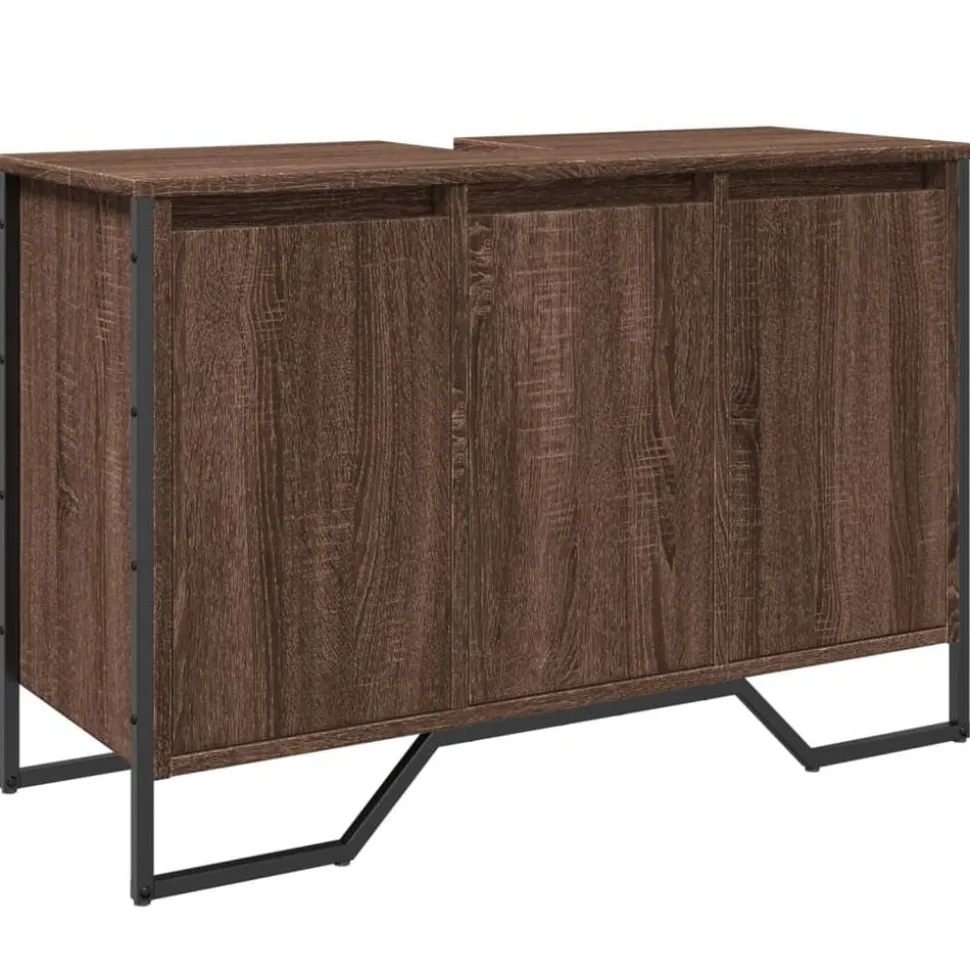 vidaXL Wastafelkast 91x35x60 cm bewerkt hout bruin eikenkleurig