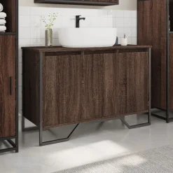 vidaXL Wastafelkast 91x35x60 cm bewerkt hout bruin eikenkleurig